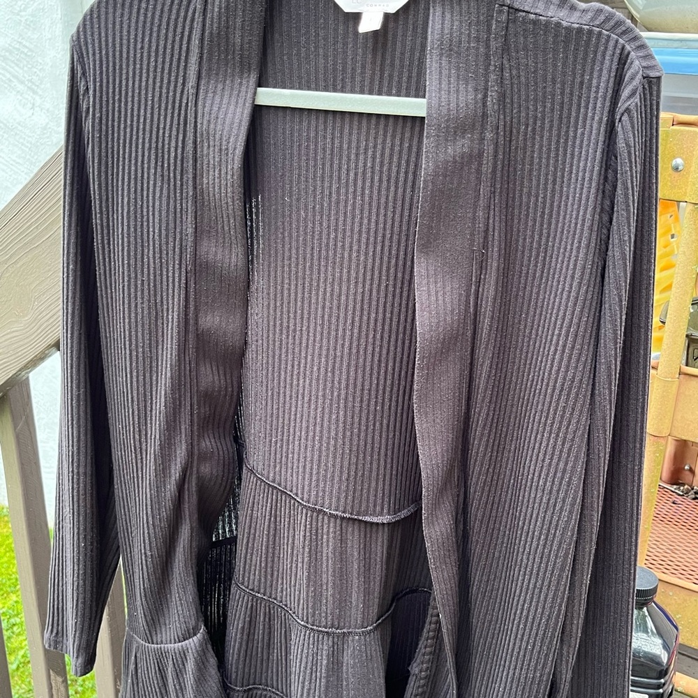 LC Lauren Conrad Black Ribbed Peplum Cardigan